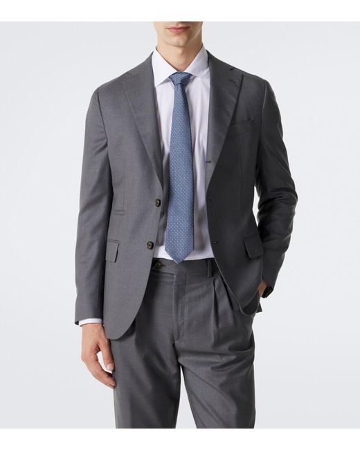 Eleventy Gray Single-Breasted Wool Suit for men