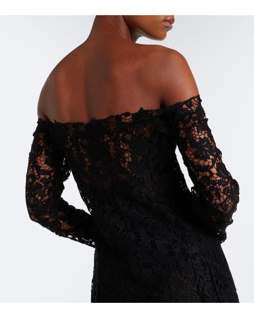 Fendi Black Off-Shoulder Lace Bustier Dress