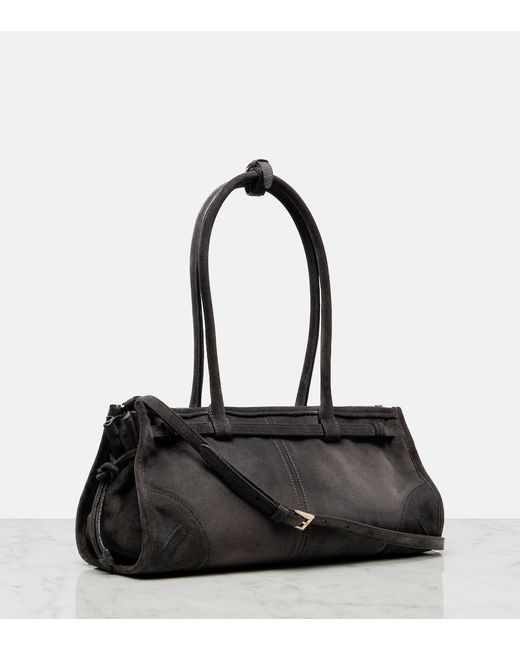 Prada Black Bonnie Medium Suede Shoulder Bag