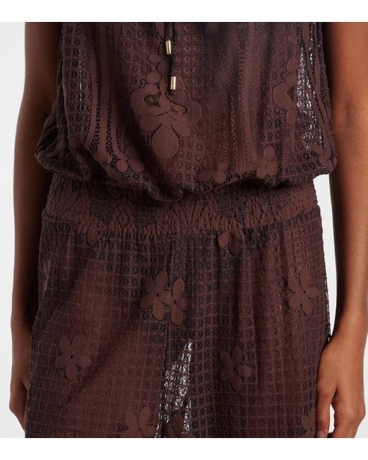 Melissa Odabash Purple Viv Off-Shoulder Cotton-Blend Jumpsuit