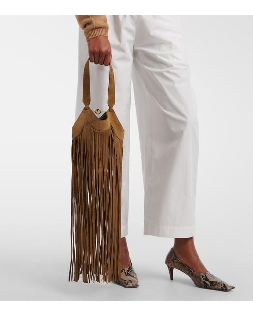 Khaite Metallic Lotus Nano Fringed Suede Tote Bag