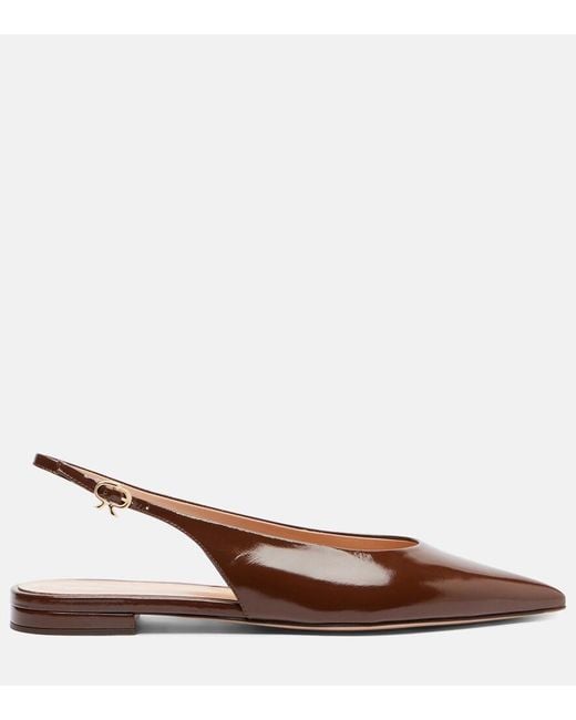 Gianvito Rossi Brown Patent Leather Slingback Flats