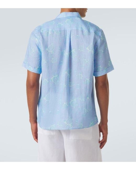 Vilebrequin Blue Printed Linen Shirt for men