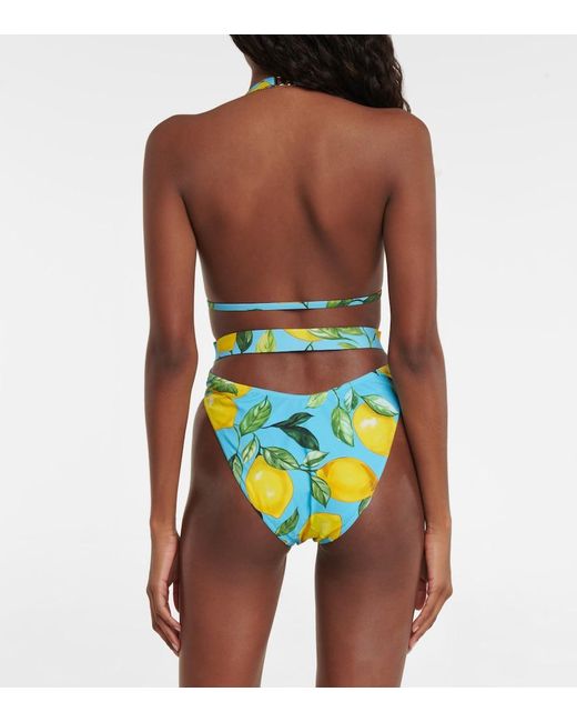 Dolce & Gabbana Multicolor Printed Halterneck Swimsuit