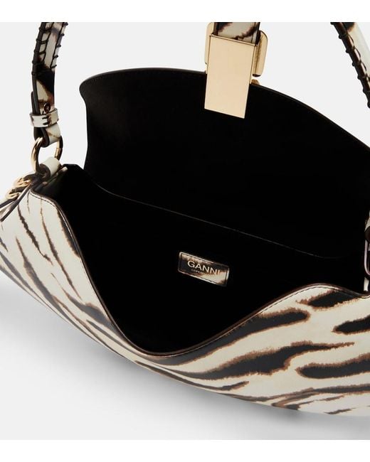 Ganni Metallic B-Kat Small Zebra-Print Shoulder Bag