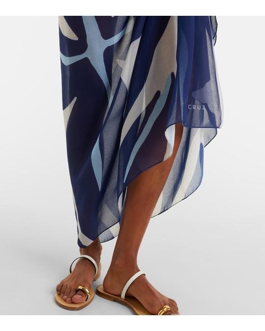 Cala De La Cruz Blue Luana Printed Beach Cover-Up