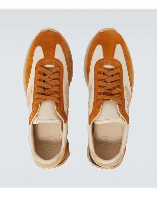 Visvim Brown Fkt Runner Suede-Trimmed Sneakers for men