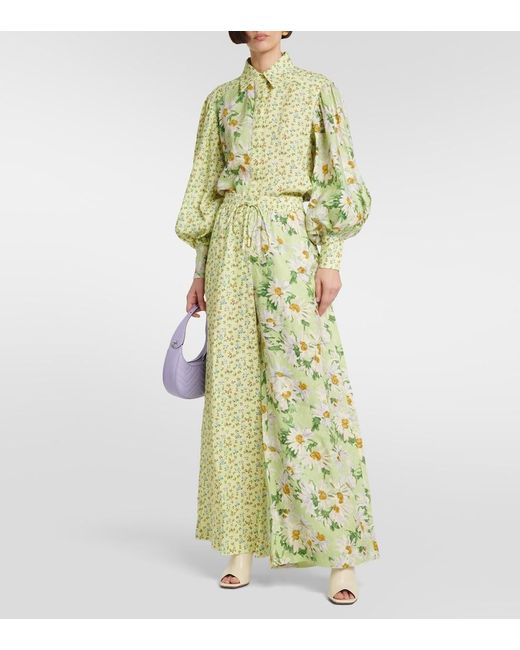 ALÉMAIS Green Astra Floral Linen Shirt