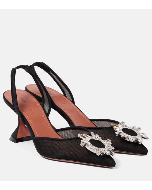 AMINA MUADDI Metallic Begum 70 Mesh Slingback Pumps