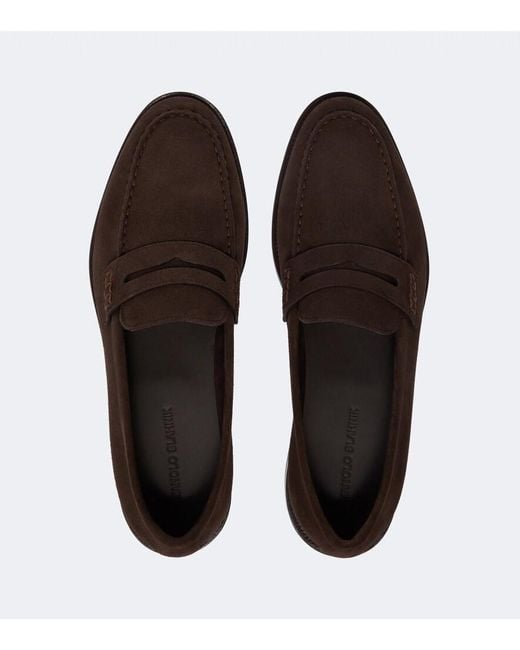 Manolo Blahnik Brown Perry Suede Penny Loafers for men