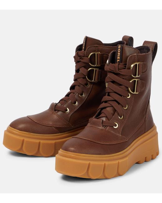 Sorel Brown Caribou X Boot Lace Leather Ankle Boots