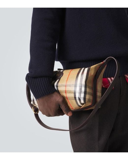 Burberry White Check Canvas Shoulder Bag for men
