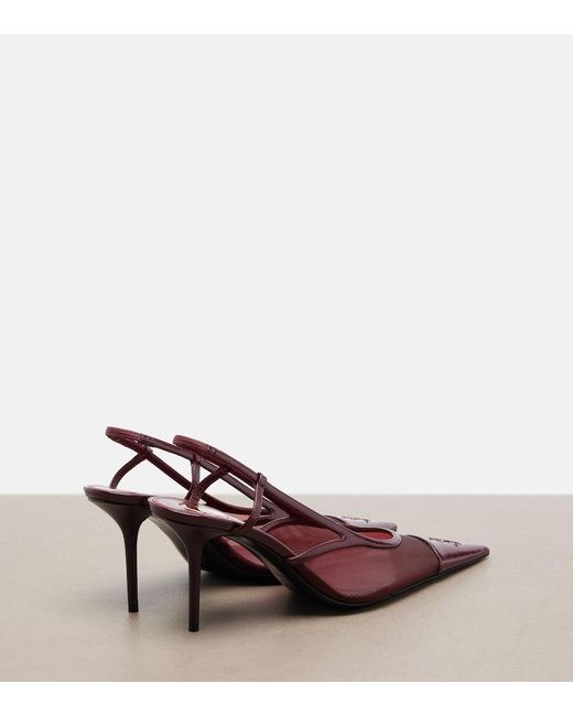 Saint Laurent Pink Renee Leather-Trimmed Mesh Slingback Pumps