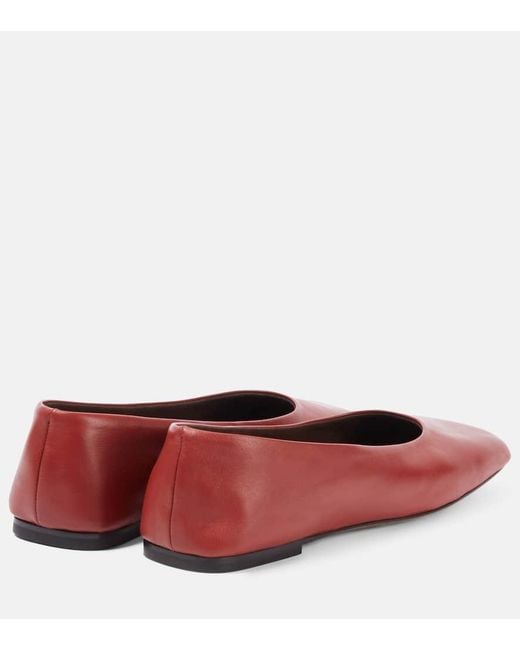 The Row Red Square Leather Ballet Flats