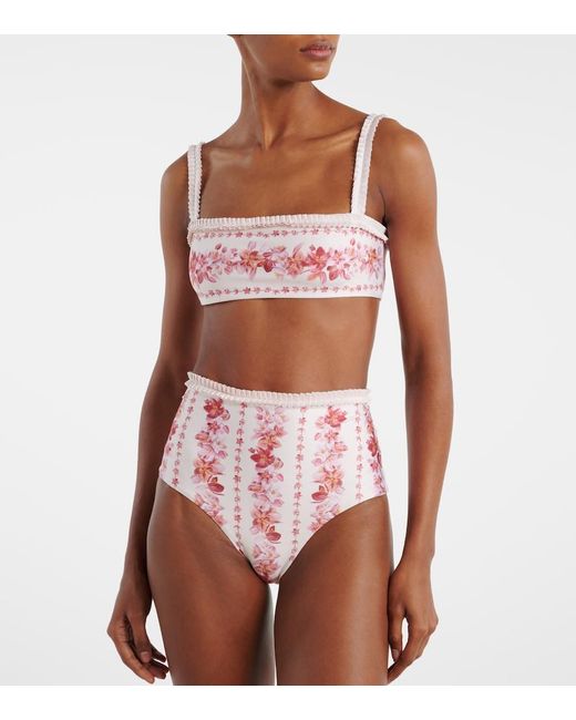 Agua Bendita Pink Olmo Floral Bikini Top