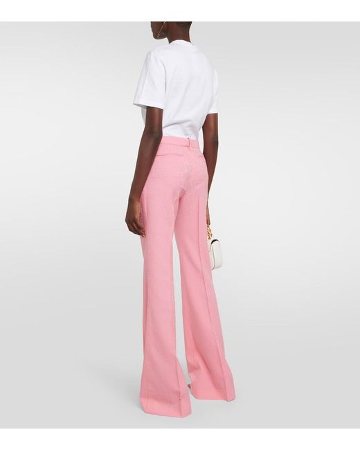 Versace Pink Allover Flared Wool Pants