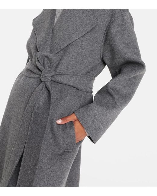 Max Mara Black Hobby Virgin Wool Wrap Coat