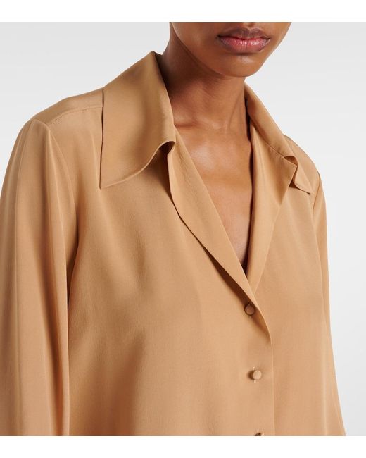 Saint Laurent Natural Bluse Aus Crepe De Chine Aus Seide