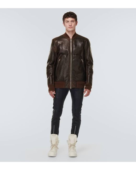 Rick Owens Bomberjacke Aus Leder Und Shearling in Black für Herren