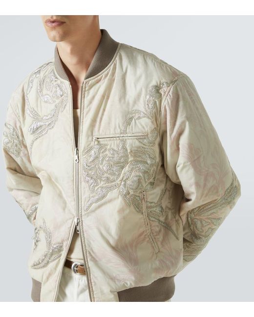 Dries Van Noten Bestickte Bomberjacke Aus Baumwolle in Natural für Herren
