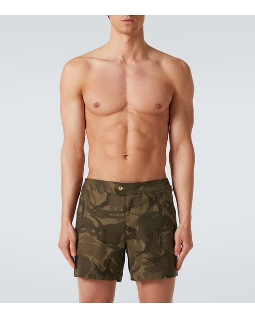 Tom Ford Brown Camouflage Swim Trunks for men