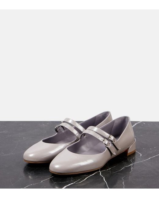 Christian Louboutin Gray Sweet Jane Patent Leather Mary Jane Flats