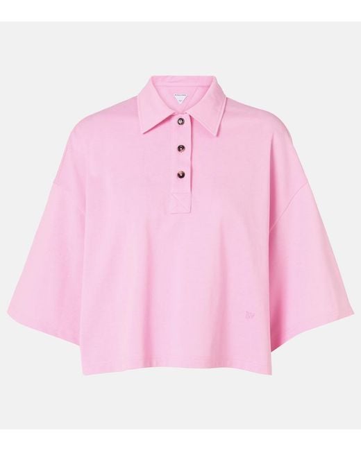 Bottega Veneta Pink Cropped Cotton Polo Shirt