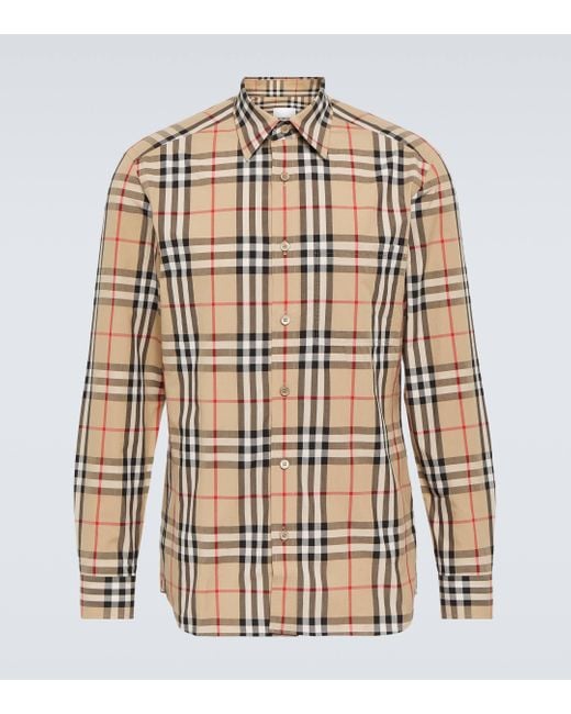 Burberry Natural Caxton Checked Cotton Shirt for men