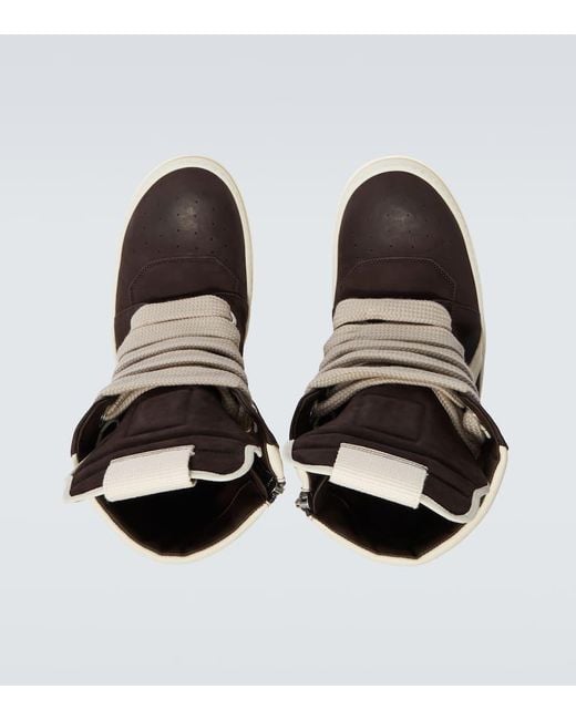 Rick Owens Brown Megageobasket Leather Sneakers for men