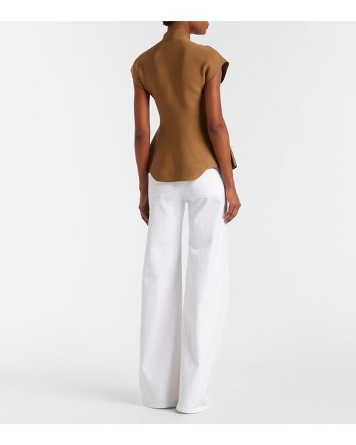 Khaite White Delmonico High-Rise Wide-Leg Jeans
