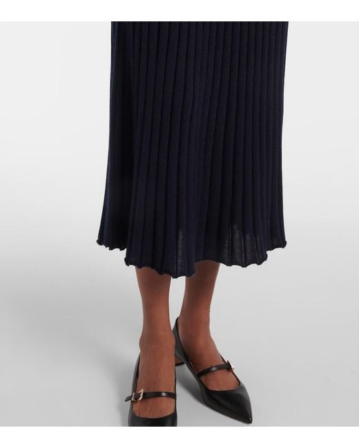 Gabriela Hearst Blue Ardor Ribbed-Knit Cashmere And Silk Polo Dress
