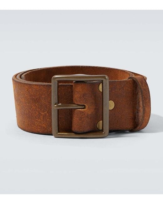 RRL Brown Jones Distressed Leather Belt for men
