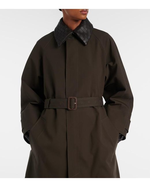Bottega Veneta Brown Intrecciato Cotton-Blend Trench Coat