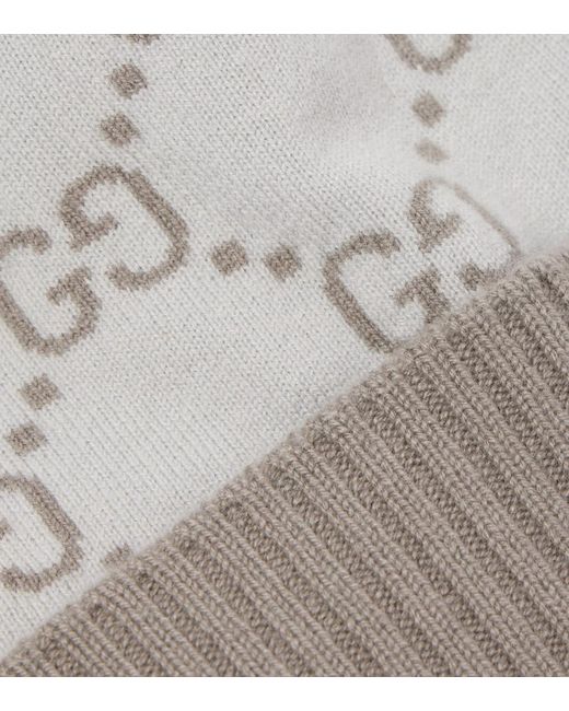 Gucci Gray Gg Cashmere Jacquard Beanie