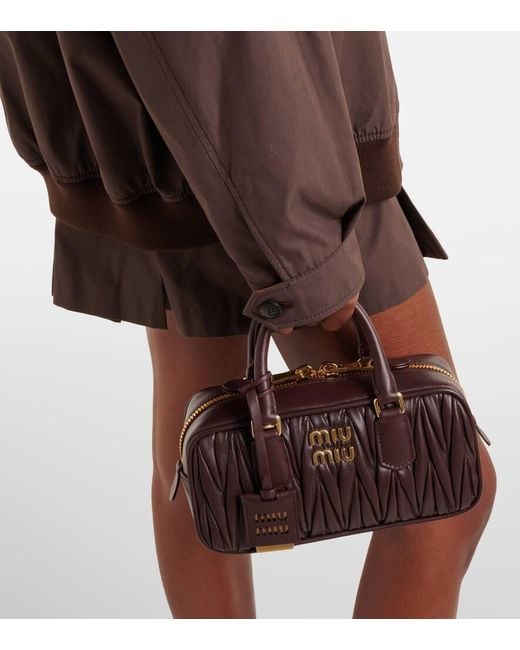 Miu Miu Brown Tote Arcadie Aus Matelasse-Leder