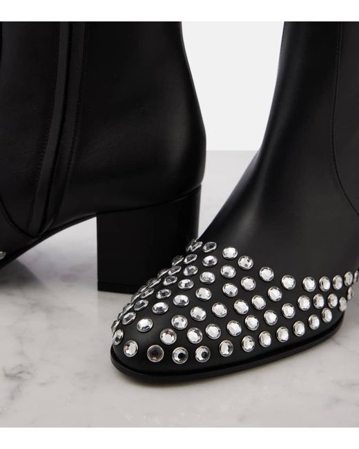 Alaïa Black 60 Embellished Leather Ankle Boots