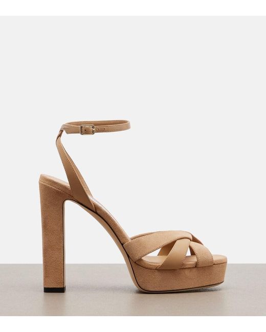 Jimmy Choo Metallic Kove Suede Platform Sandals