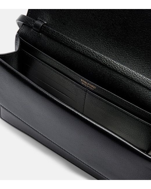 Tom Ford Black T Mini Leather Crossbody Bag