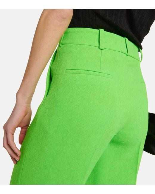 Christopher Kane Green Wool Wide-Leg Pants