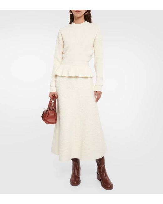 Falda Midi En Mezcla De Lana Chloé de color Natural