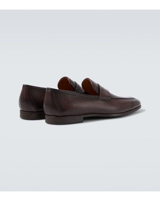 Magnanni Shoes Brown Diezma Ii Leather Penny Loafers for men