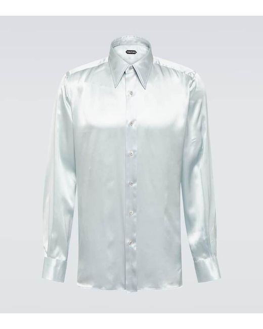 Tom Ford Blue Silk Charmeuse Shirt for men