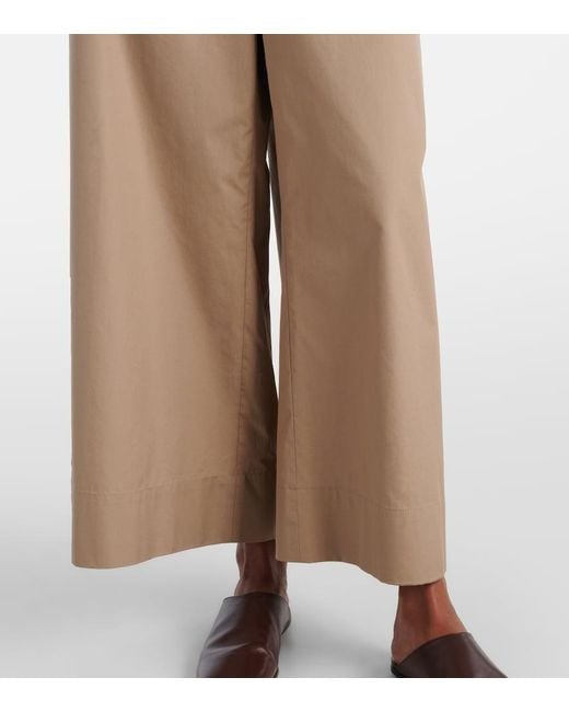 Max Mara Natural Auero Cotton Poplin Wide-Leg Pants