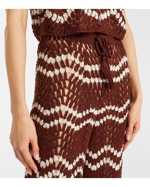 Anna Kosturova Brown Crochet Cotton Straight Pants