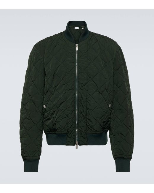 Burberry Green Quilted Bomber Jacket for men