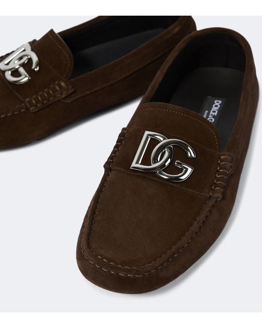 Dolce & Gabbana Brown Suede Loafers for men