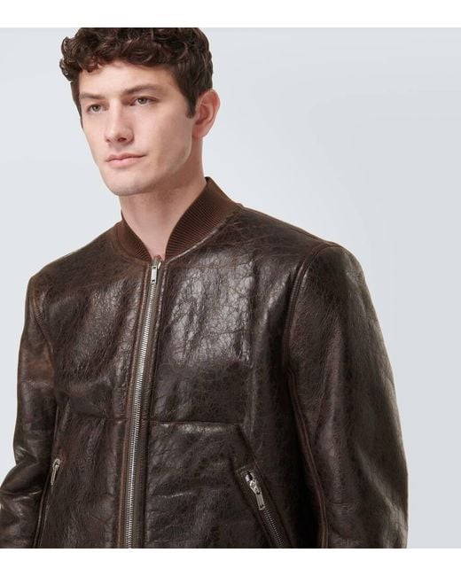 Rick Owens Bomberjacke Aus Leder Und Shearling in Black für Herren