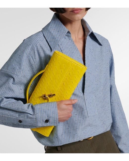 Bottega Veneta Yellow Andiamo Intrecciato Leather Clutch