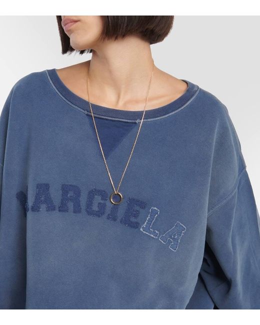 Maison Margiela Blue Besticktes Sweatshirt aus Baumwolle