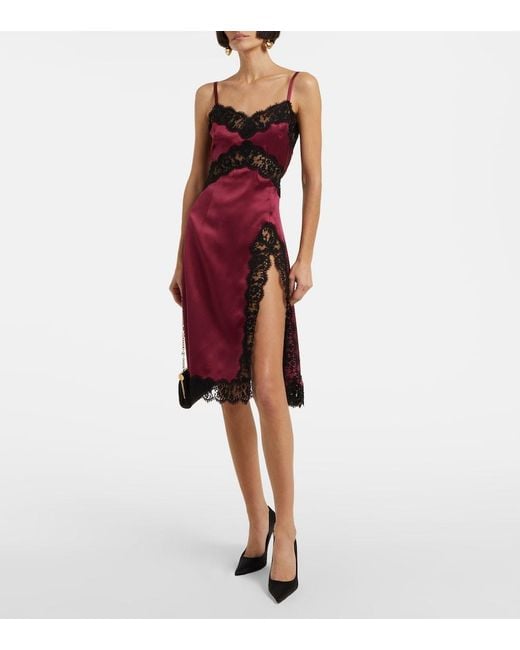 Dolce & Gabbana Red Silk And Cotton-Blend Midi Dress